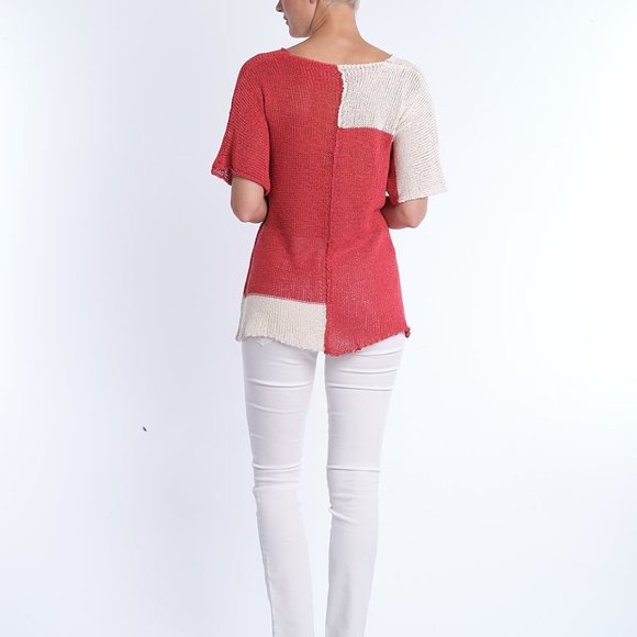 Colorblock Short Sleeve Lightweight Sweater - Picture 2 of 2